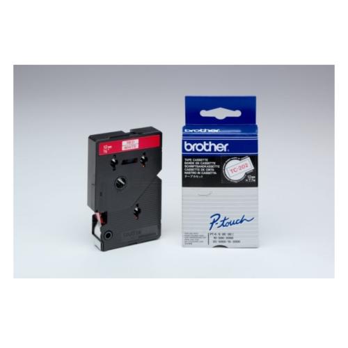 Brother tape TC202 rosso su bianco, 12mm, laminato