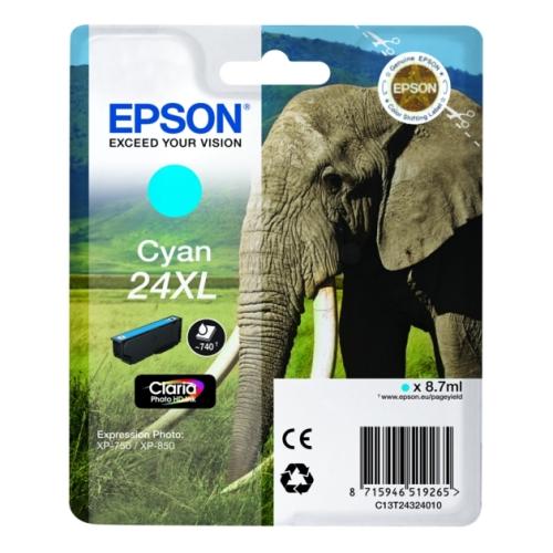 Epson cartuccia C13T24324012, 24XL ciano (alta capacità)