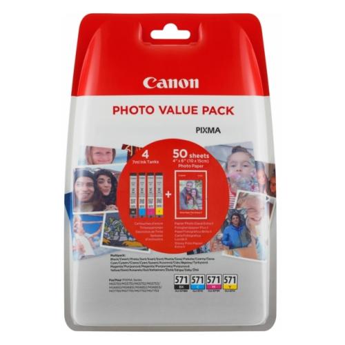 Canon Cartuccia d´inchiostro / Carta fotografica 0386C009, CLI571 nero / ciano / magenta / giallo (multipack)