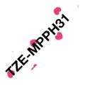 Brother tape TZEMPPH31 nero su motivo a cuori rosa, 12mm, laminato